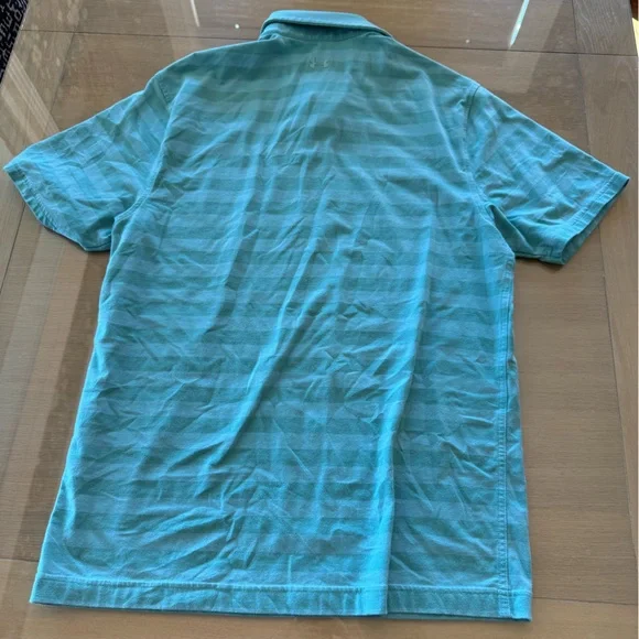 Under Armour Teal Blue Striped HeatGear Loose Fit Polo Shirt M - Picture 3 of 3